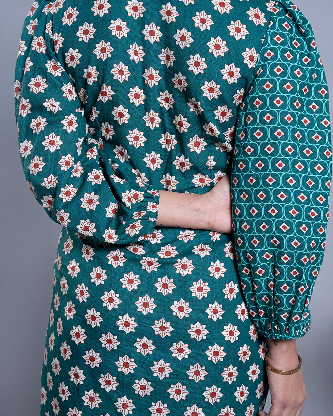 Teal Blossom Slit Dress