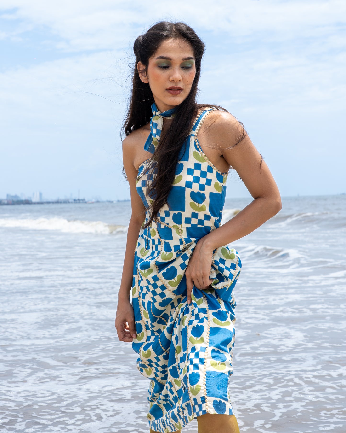 Ocean Hearts One Shoulder Dress