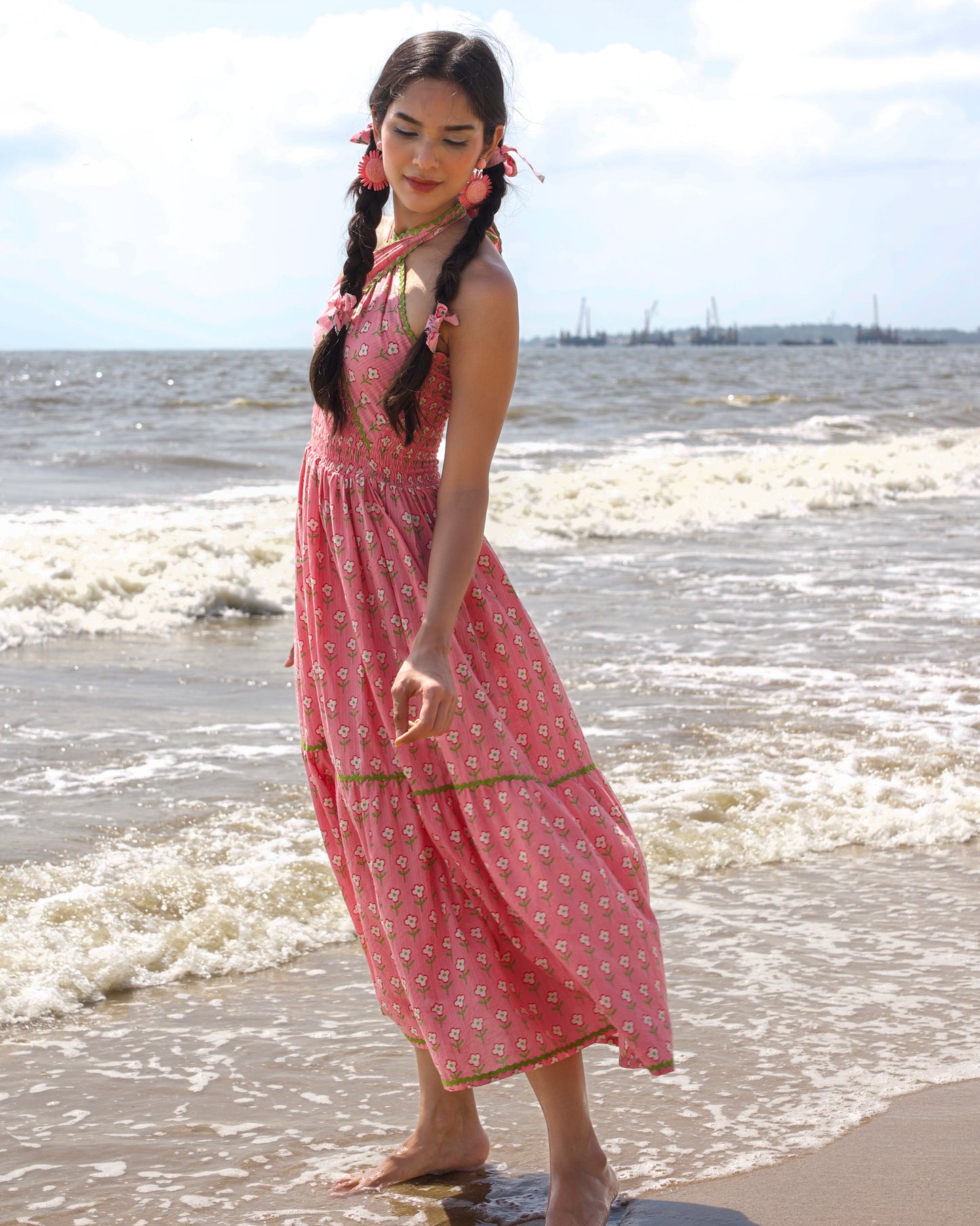 Rosy Ruffle Smocked Dress