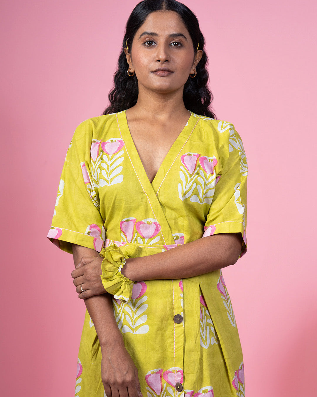 Sunlit Floral Wrap Dress