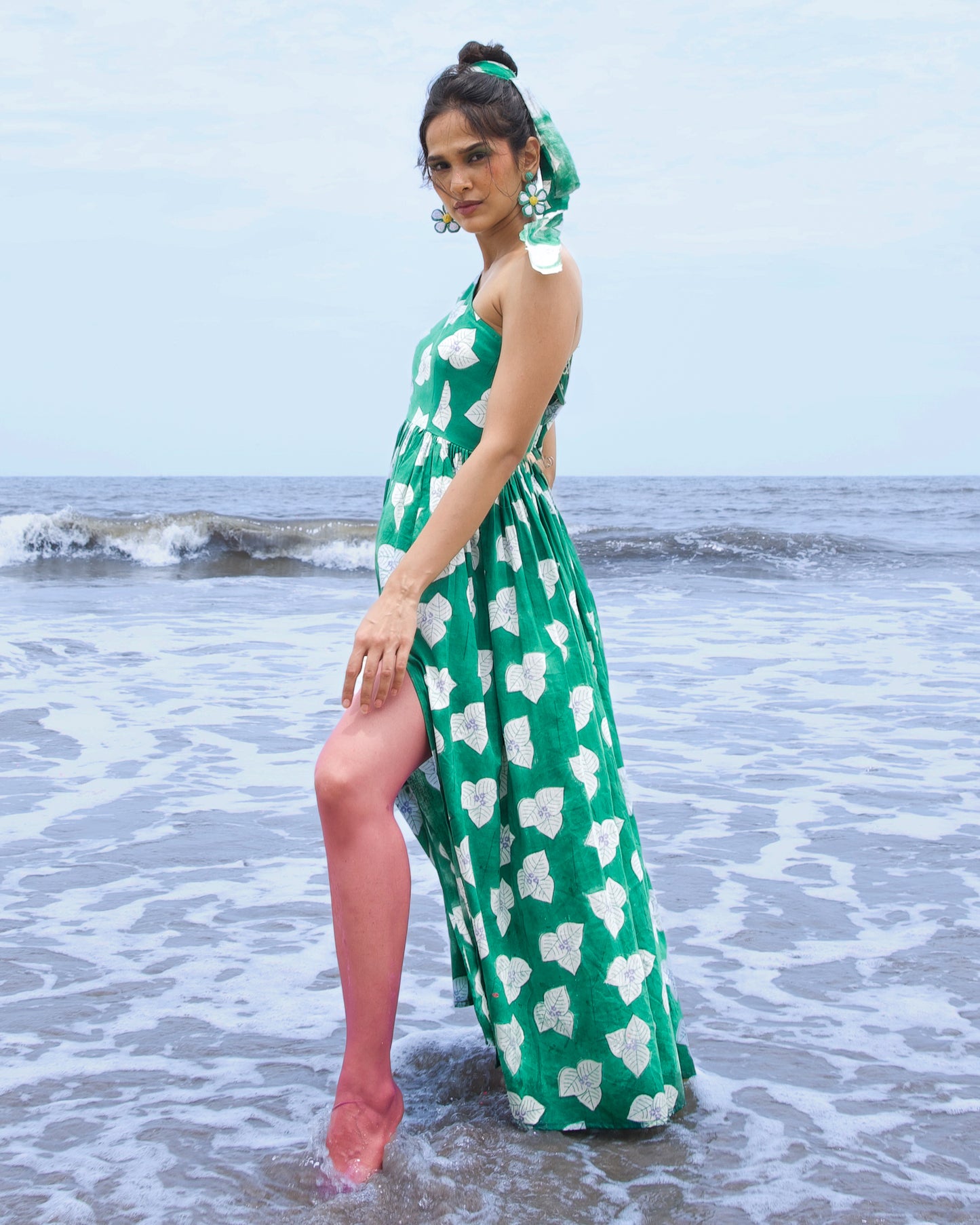 Petal Whispers Slit Dress