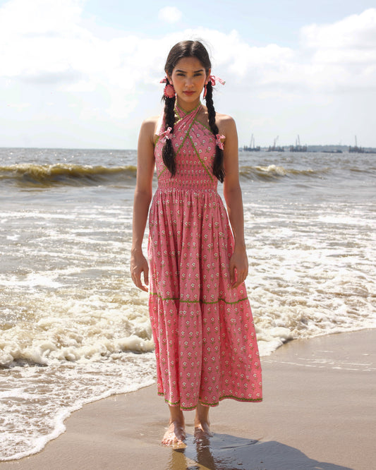 Rosy Ruffle Smocked Dress