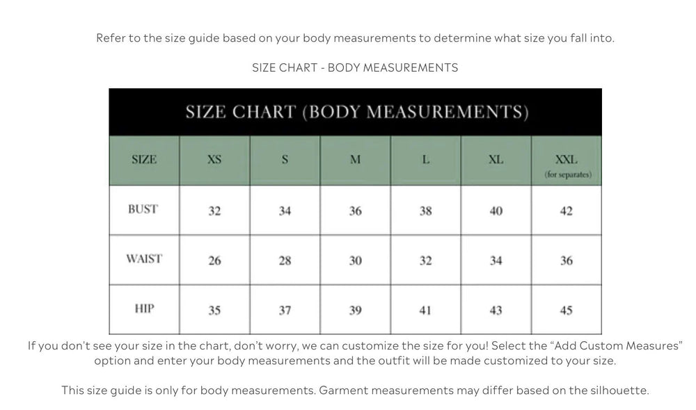 Size chart image